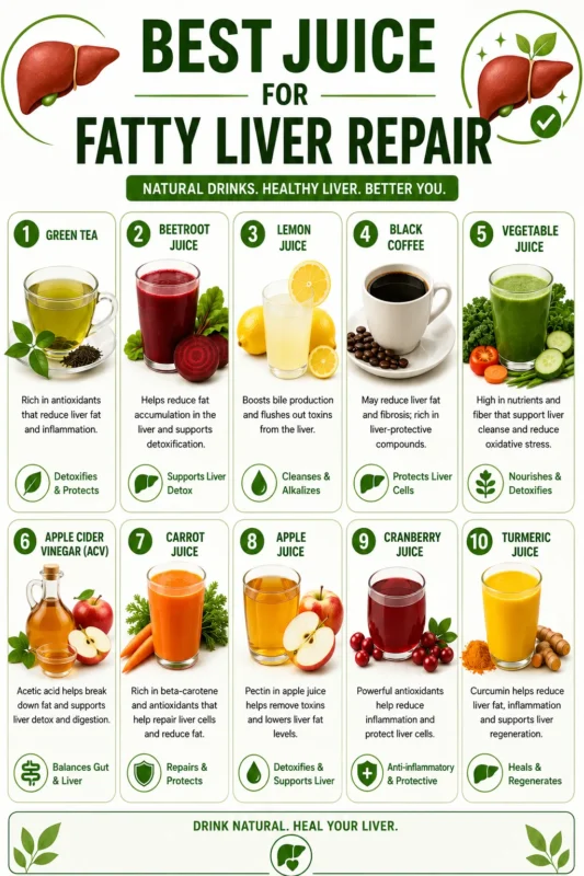 10 Juices for Fatty Liver Repair-infographic image